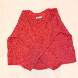 Anthropologie pink crop sweater size M